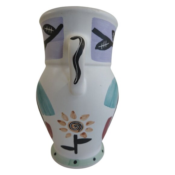 Southwest Style Ceramic Hand Painted Handled Vase 8.5"Tx4.25"W Treasure Craft - Picture 4 of 6